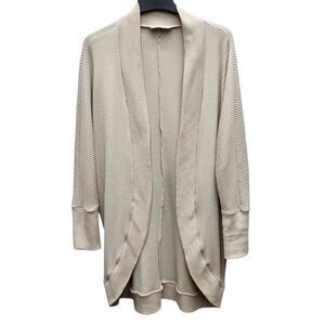 Sonoma Cardigan Sweater Womens XL Open Front Beige Waffle Pattern Duster Casual